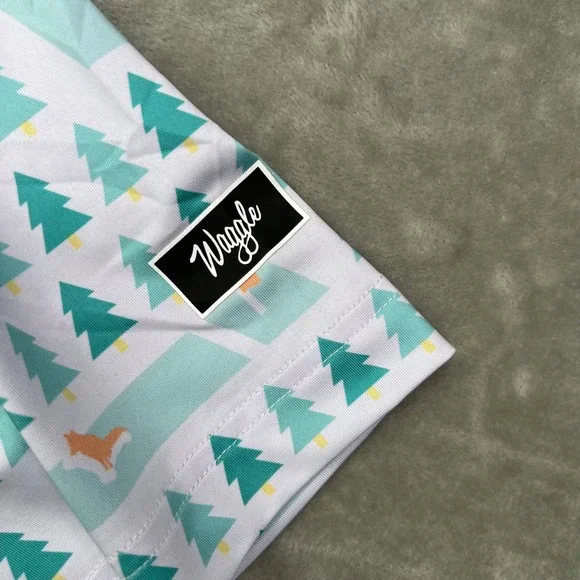 Waggle Fox Holes Polo Shirt Mens 2XL Mint Green Tree Pattern Performance Stretch - Picture 4 of 9